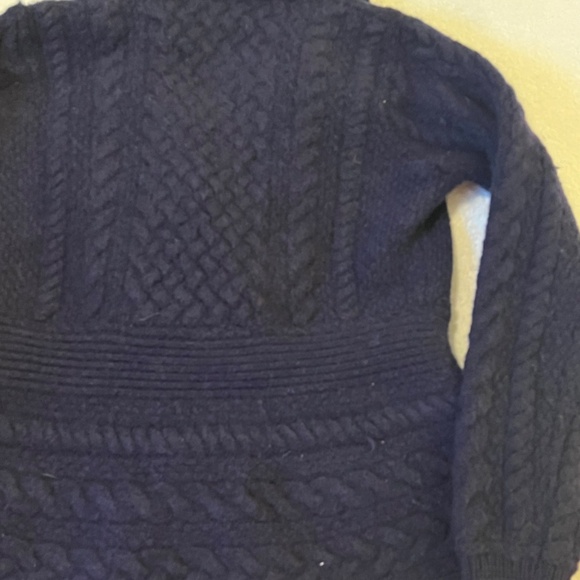 M  Irish Merino Wool Cable Knit Jacket  Navy Blue - Picture 9 of 11